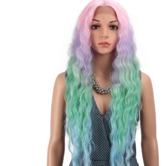Rainbow 30'' Long Wavy Lace Front Wigs